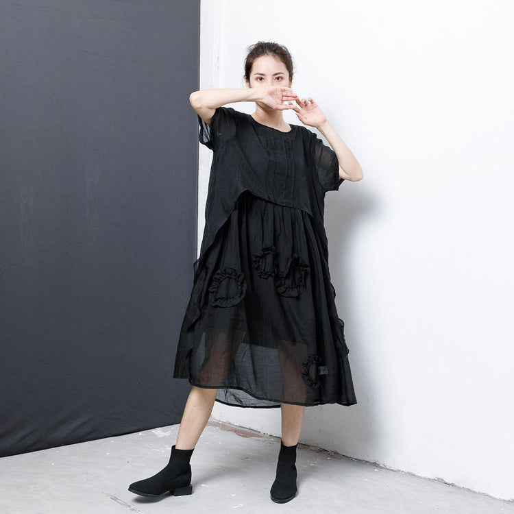 Patchwork Solid Color Irregular Midi Dress - Omychic