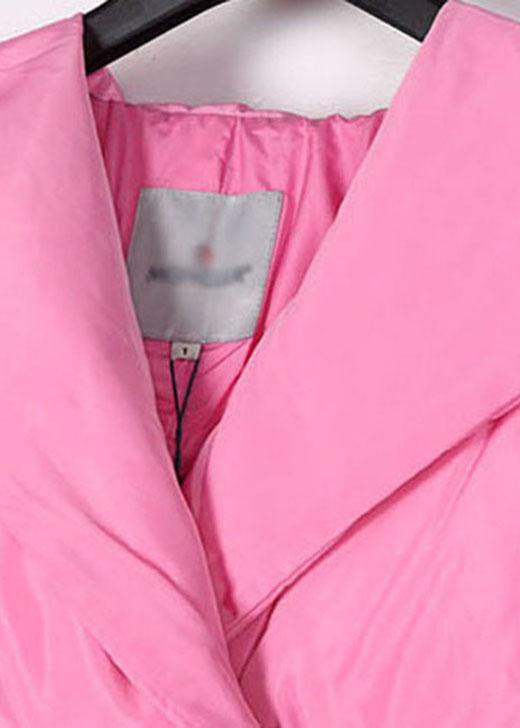 Plus Size Pink hooded drawstring Winter Duck Down Down Coat - Omychic