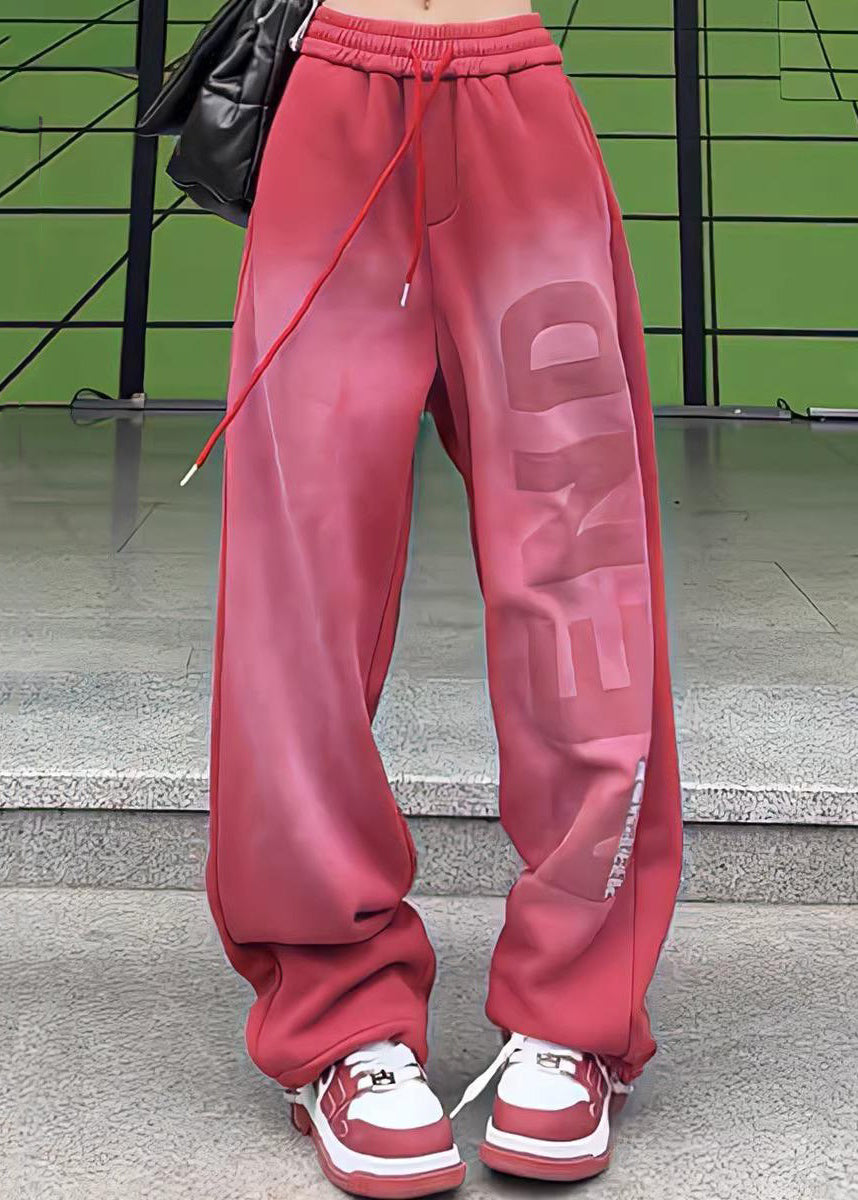 Red - Jacquard Weave Cotton Elasticated Pant