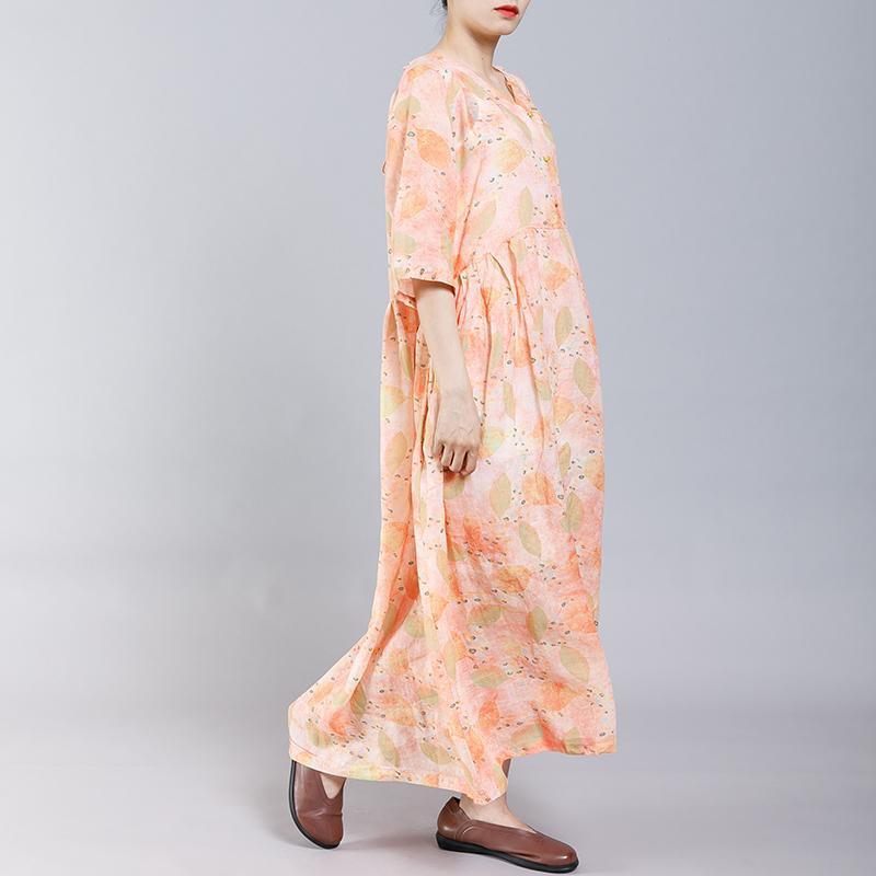 Print V-Neck Button Casual Women Dress - Omychic