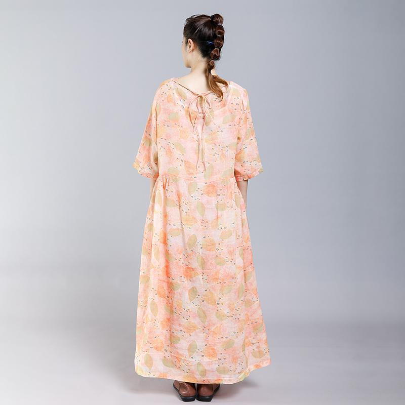 Print V-Neck Button Casual Women Dress - Omychic
