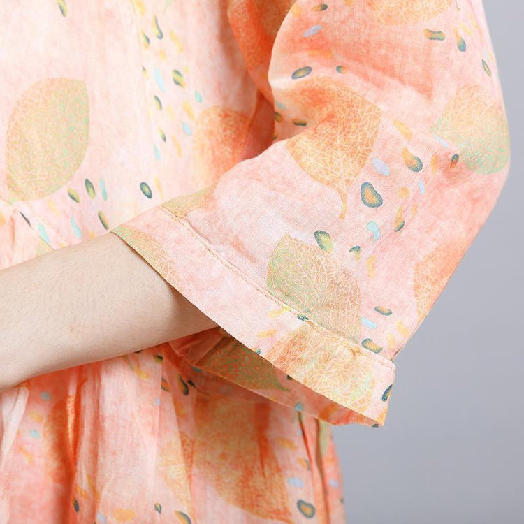 Print V-Neck Button Casual Women Dress - Omychic