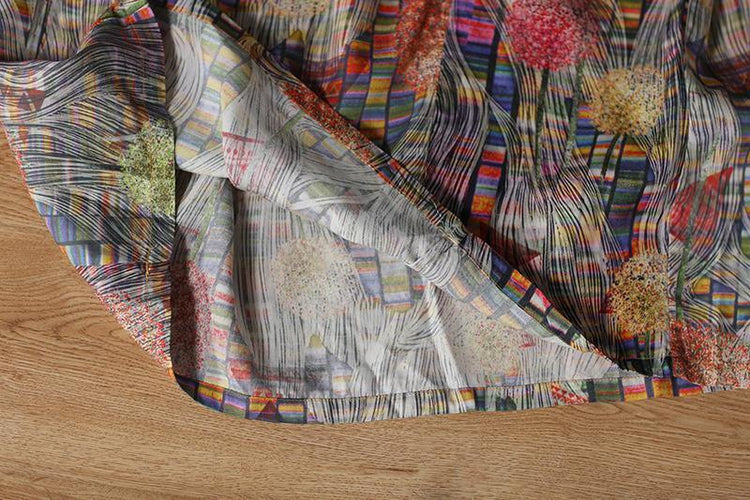 Retro Multicolor Stand Collar Autumn Long Dress - Omychic