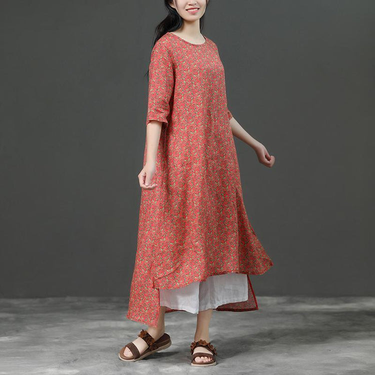 Short Sleeve Irregular Literature Print Dress - Omychic
