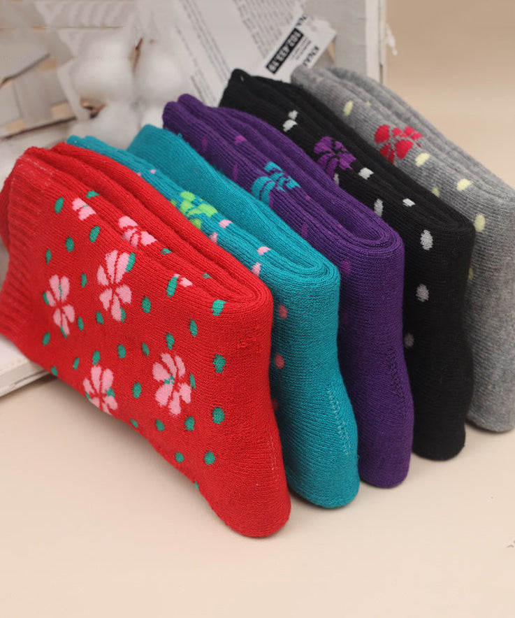 Simple Print Winter Thick Cotton Crew Socks