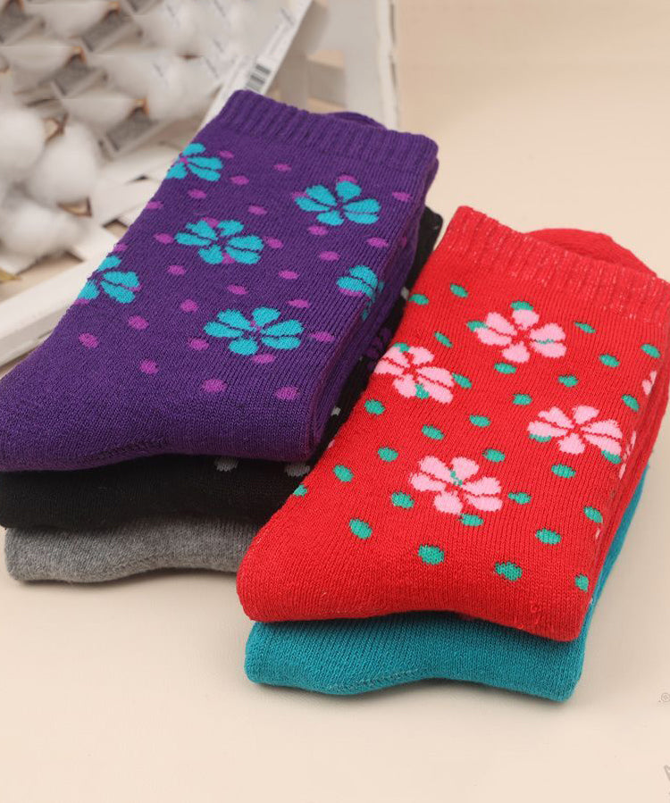 Simple Print Winter Thick Cotton Crew Socks