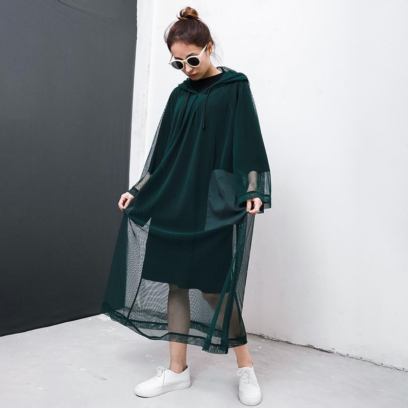 Solid Color Big Pockets Drawstring Dress - Omychic