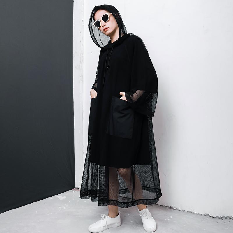 Solid Color Big Pockets Drawstring Dress - Omychic