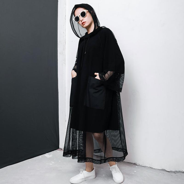 Solid Color Big Pockets Drawstring Dress - Omychic