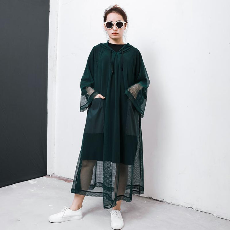 Solid Color Big Pockets Drawstring Dress - Omychic