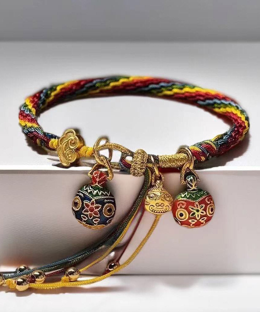 Stylish Rainbow Overgild Hand Knitting Animal Colorful Rope Charm Bracelet