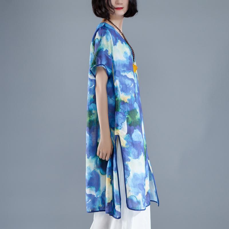 Short Sleeve Slit Summer Casual Printed Dress - Omychic
