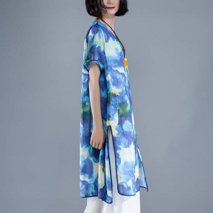 Short Sleeve Slit Summer Casual Printed Dress - Omychic