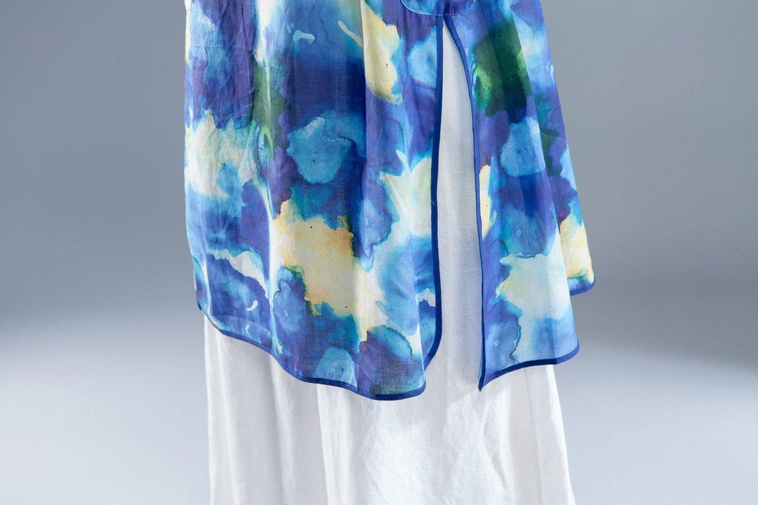 Short Sleeve Slit Summer Casual Printed Dress - Omychic