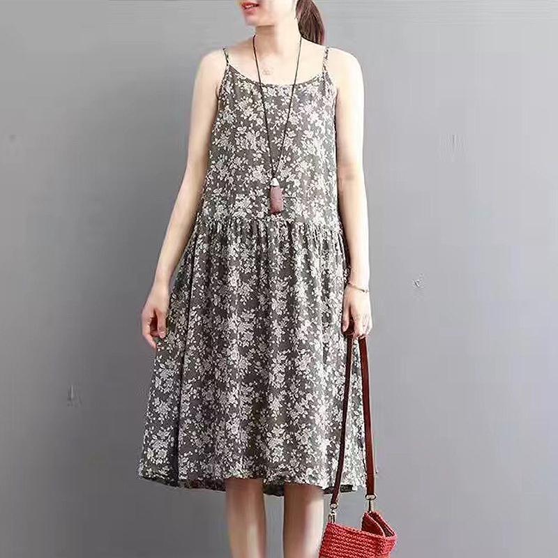 Summer O-Neck Sleeveless Floral Printed Slip Dress - Omychic