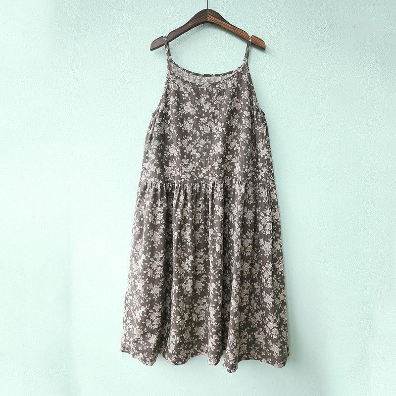 Summer O-Neck Sleeveless Floral Printed Slip Dress - Omychic