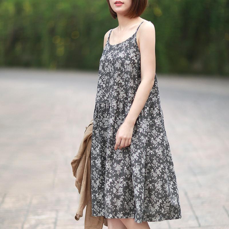 Summer O-Neck Sleeveless Floral Printed Slip Dress - Omychic