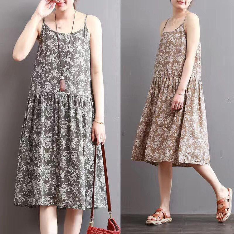 Summer O-Neck Sleeveless Floral Printed Slip Dress - Omychic