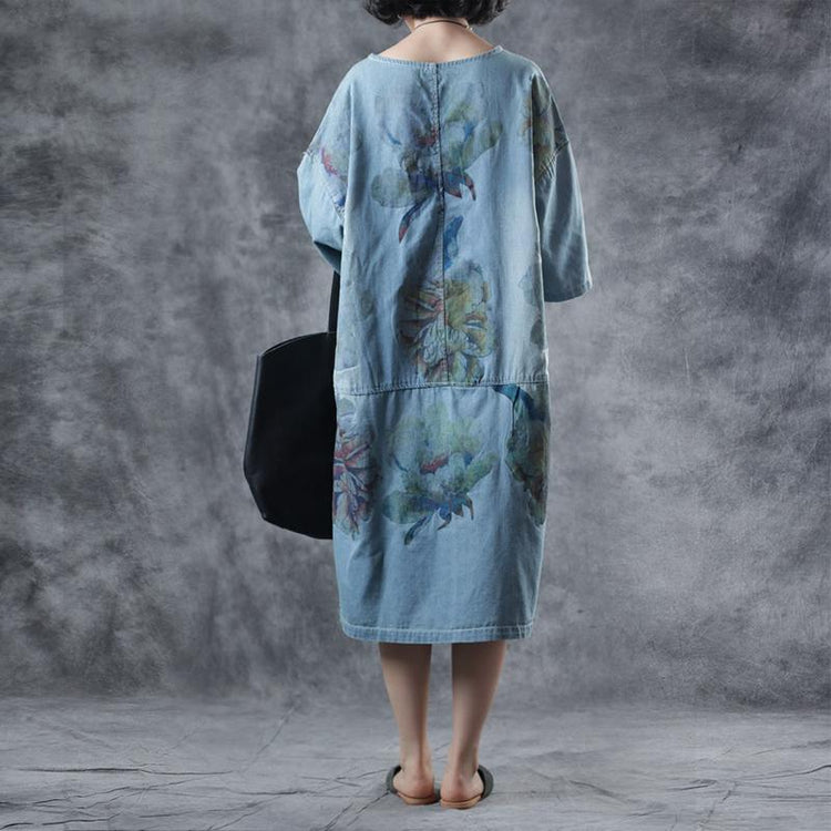 Summer Split Floral Printed Pockets Midi Dress - Omychic