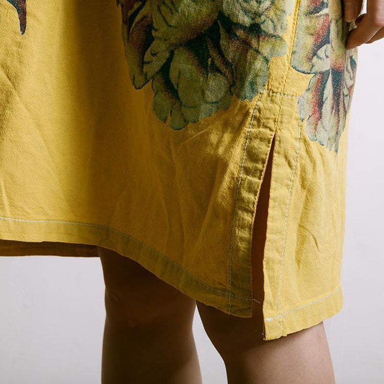 Summer Split Floral Printed Pockets Midi Dress - Omychic