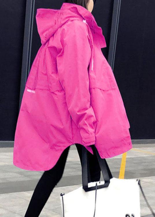 Unique Rose zippered asymmetrical design Regular Fall trench coats - Omychic