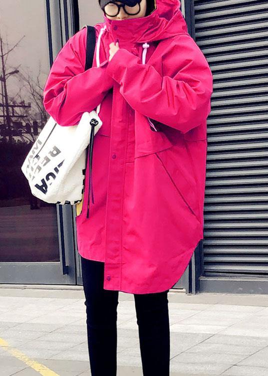 Unique Rose zippered asymmetrical design Regular Fall trench coats - Omychic