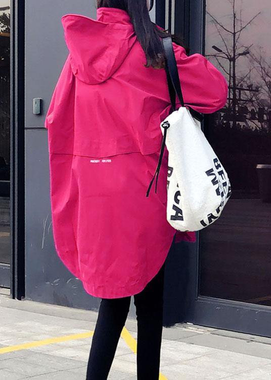 Unique Rose zippered asymmetrical design Regular Fall trench coats - Omychic