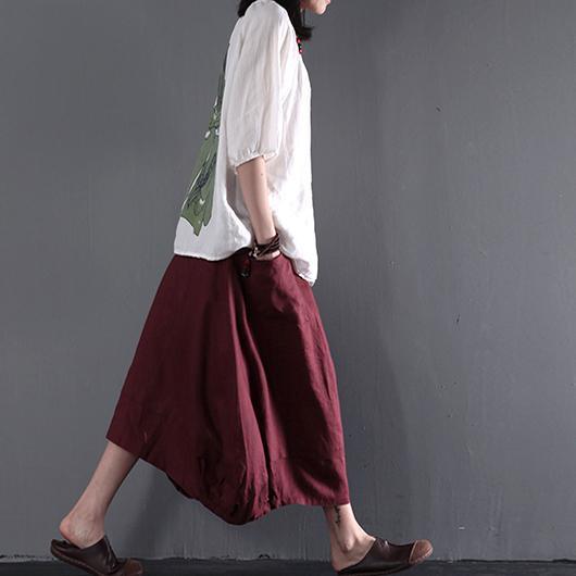 White plus size linen coat women short blouse top shirt print at back - Omychic