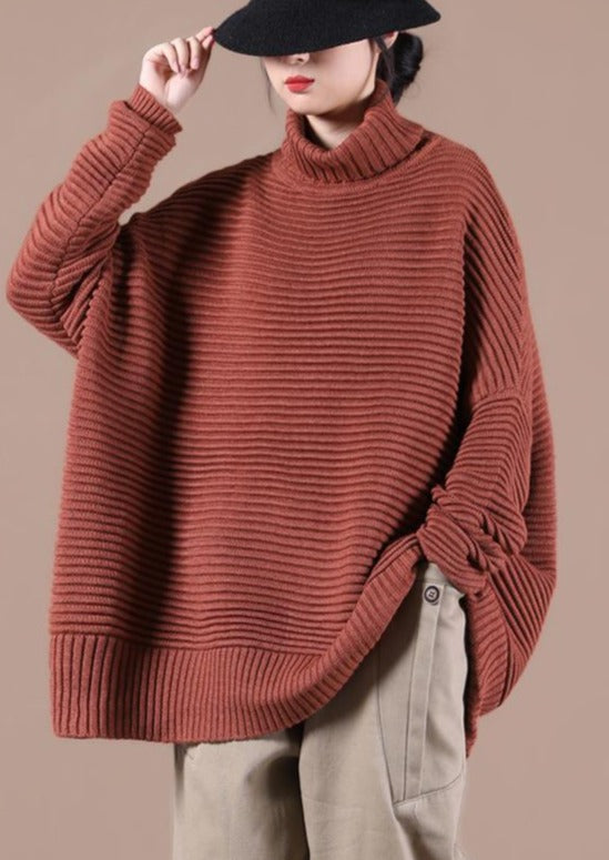Spring Striped Turtleneck Knit Top Pullover Sweater - Omychic
