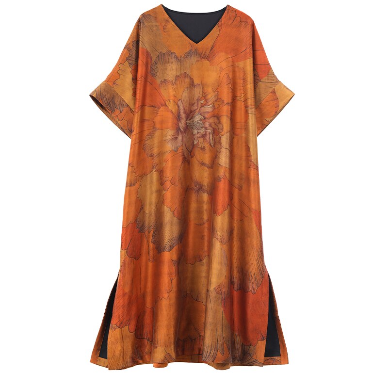 Loose Floral Silk Luxury Elegant Party Dress