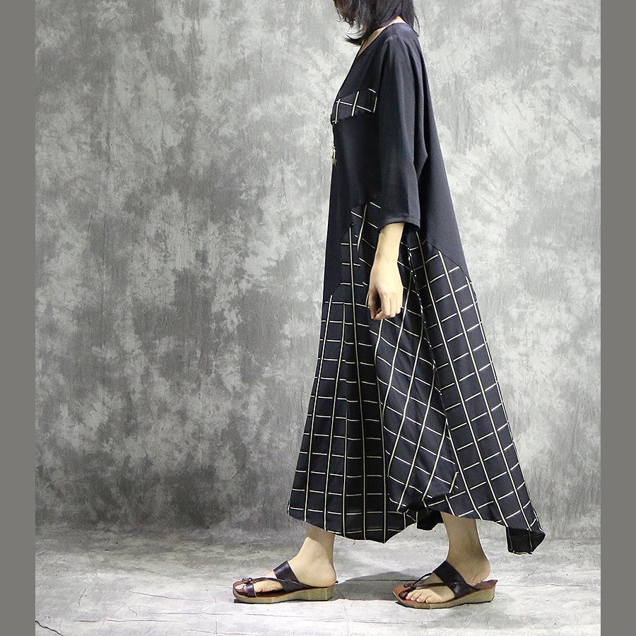 Women patchwork silk clothes For Women Fun Work black Maxi Dresses summer - Omychic