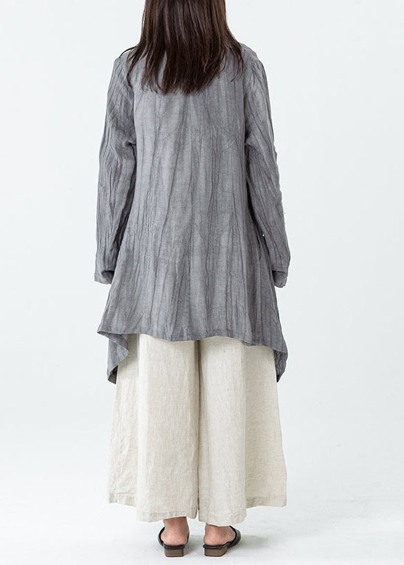 Comfy Linen Comfy Long Sleeve Pleated Pocket Coat