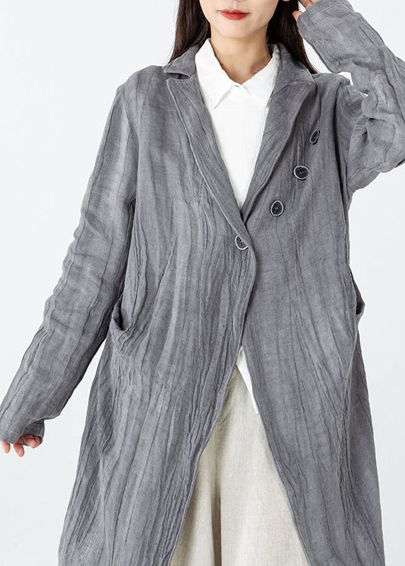 Comfy Linen Comfy Long Sleeve Pleated Pocket Coat