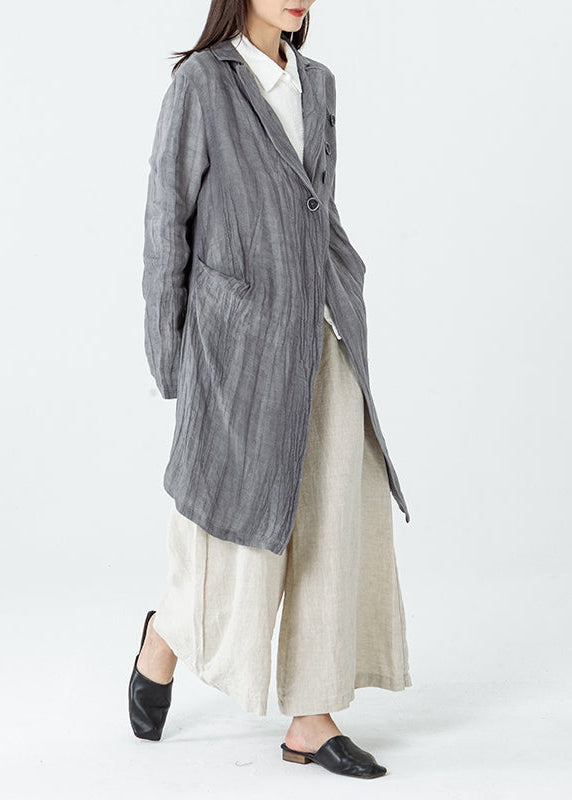 Comfy Linen Comfy Long Sleeve Pleated Pocket Coat