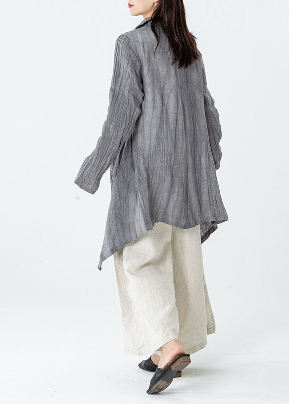 Comfy Linen Comfy Long Sleeve Pleated Pocket Coat