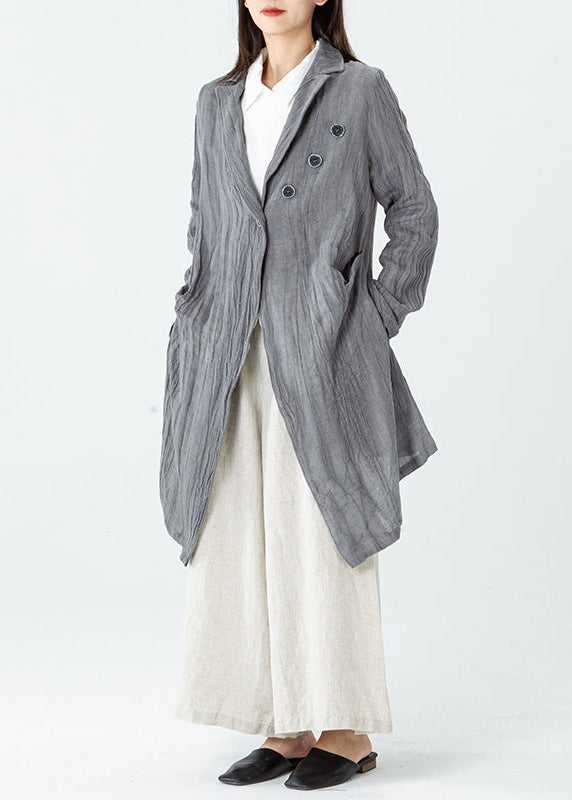 Comfy Linen Comfy Long Sleeve Pleated Pocket Coat