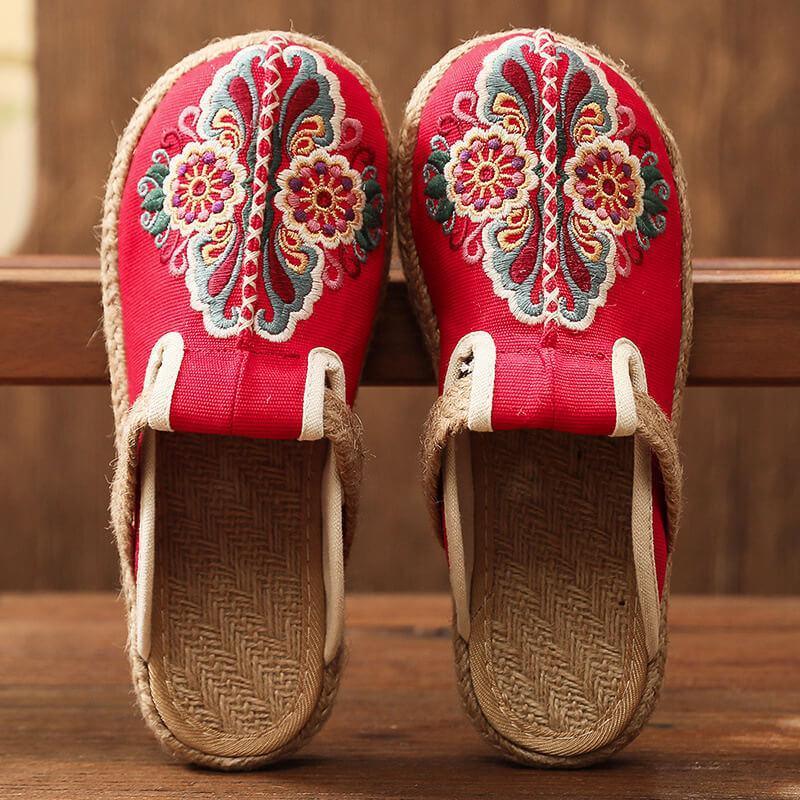 Women Retro Embroidered Casual Floral Shoes
