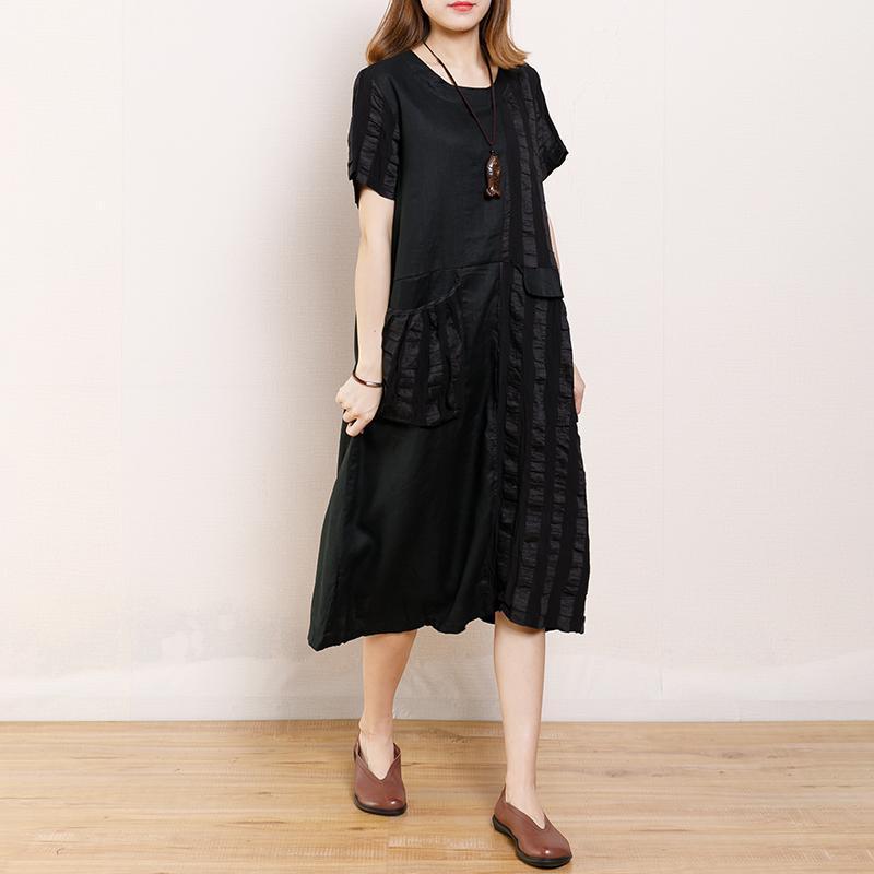 Round Neck Casual Patchwork Summer Dress - Omychic