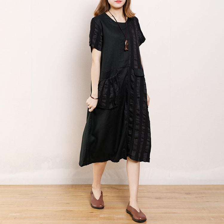 Round Neck Casual Patchwork Summer Dress - Omychic