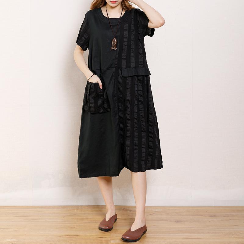 Round Neck Casual Patchwork Summer Dress - Omychic
