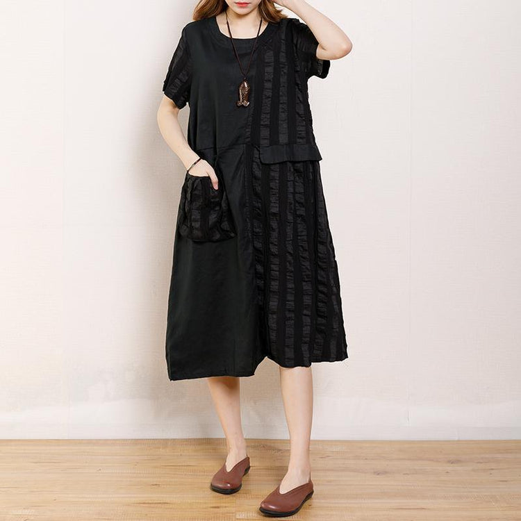 Round Neck Casual Patchwork Summer Dress - Omychic