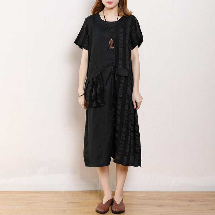 Round Neck Casual Patchwork Summer Dress - Omychic