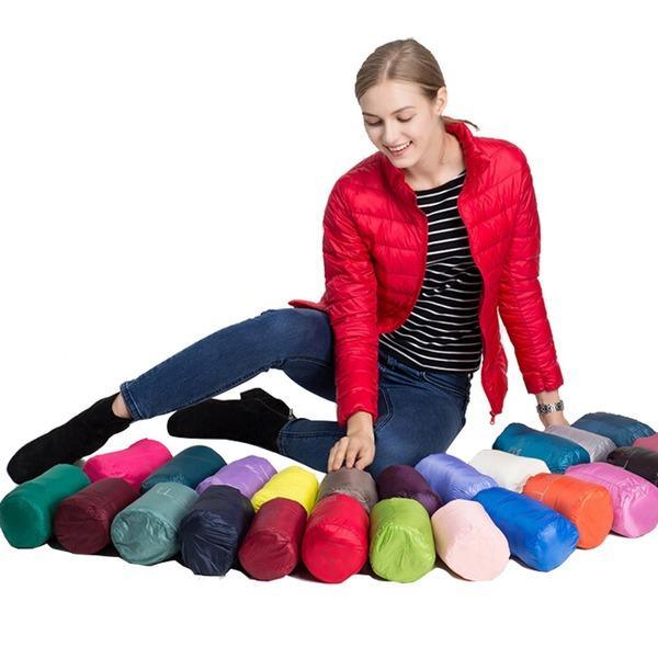 Women Coat Autumn Winter 90% White Duck Down Jacket  16 Colors Warm Slim Zipper Fashion Light Down Coat - Omychic