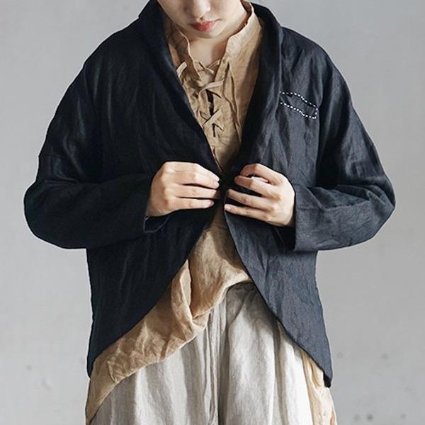 New 2020 Cotton Linen Retro Turn-down Collar Single Button Long Sleeve Coats - Omychic