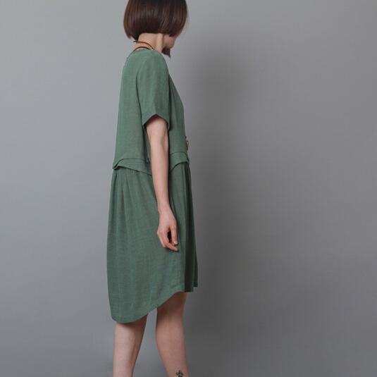 blackish green oversize sundress plus size shift dress handmade - Omychic