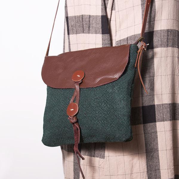 blackish green patchwork canvas leather women handbags - Omychic