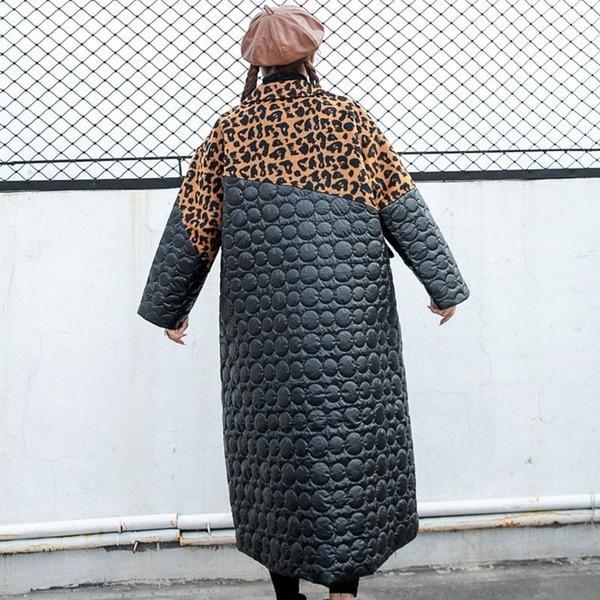 Elegant Tassel Leopard Plus Size Pocket Goddess Fan 2020 Winter Parkas Coat - Omychic