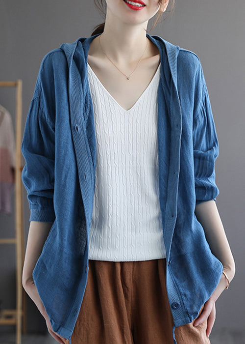 Plus Size Khaki Hooded Button Drawstring Cotton Coat Fall