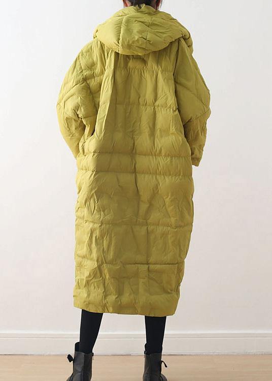 Warm Yellow Down Coat Original Design Literary Retro Overcoat