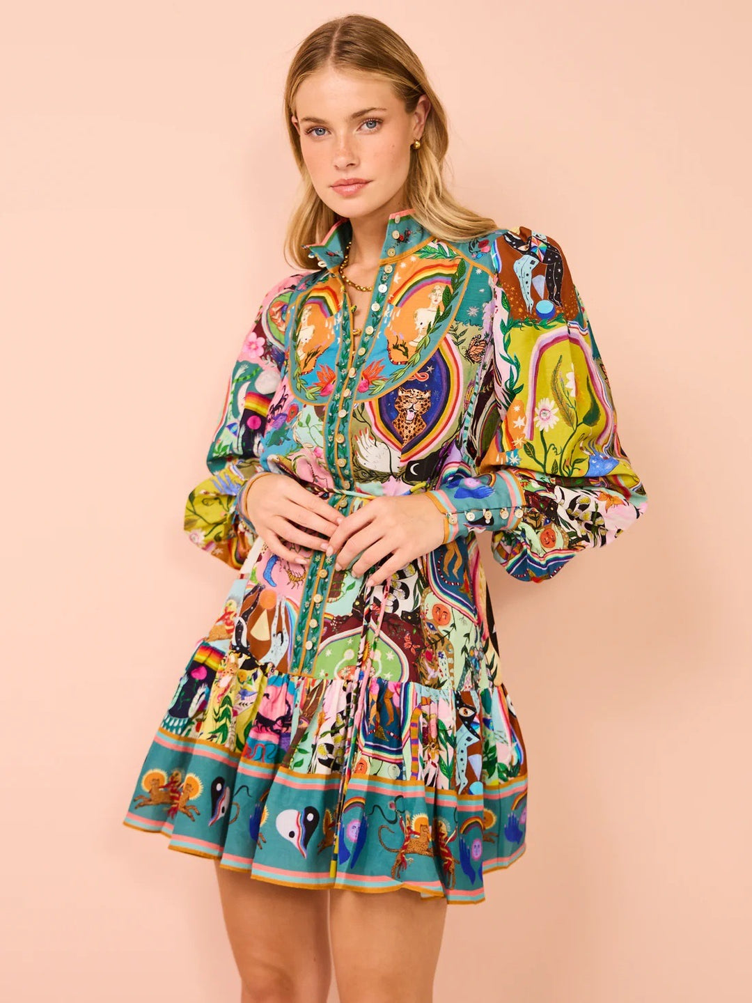 Casual Fashion Printed Shirt Temperament Versatile Dress Long Sleeve